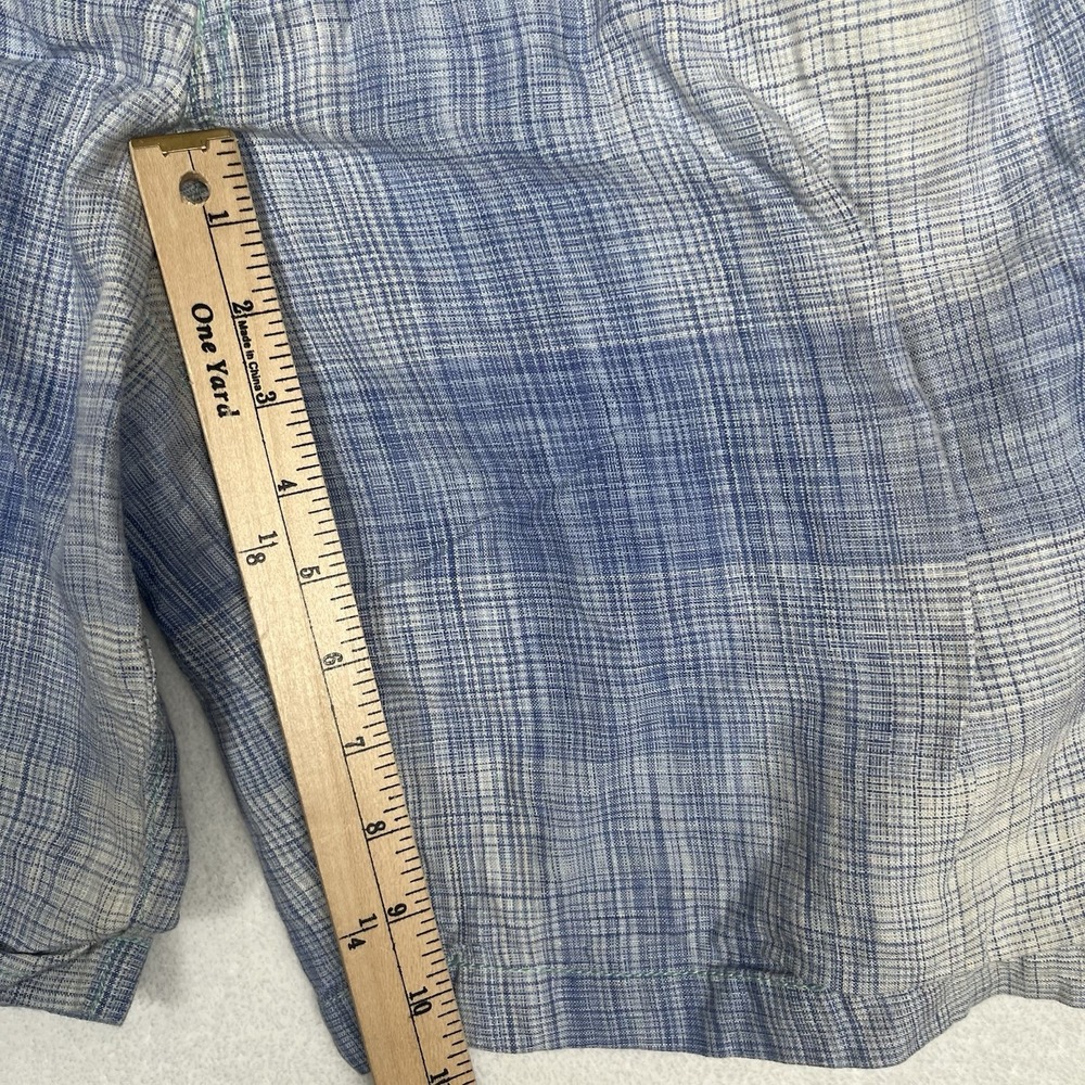 Tommy Bahama Linen Shorts 35x11 Men's Blue Plaid Flat Front 5 Pocket Seersucker - Picture 10 of 11